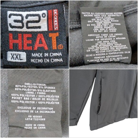 32 Degrees Heat Windbreaker Jacket Mens Grey Full Zip Pockets Stretch Size XXL - Picture 5 of 10